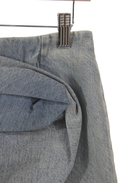 Rev Women Mini Skirt Blue 100% Cotton Zip Solid Casual Size 26