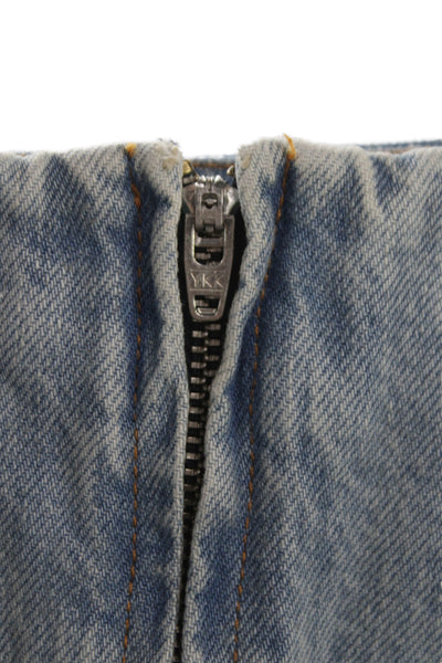 Rev Women Mini Skirt Blue 100% Cotton Zip Solid Casual Size 26