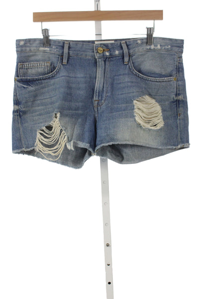 Frame Womens Cut-Off Shorts Blue 100% Cotton Button Size 27