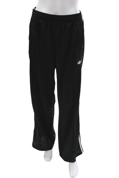 Adidas Womens Striped Print Straight Leg Track Pants Black Size M