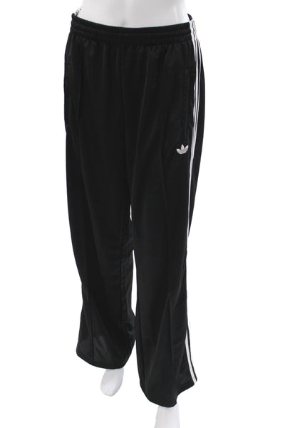 Adidas Womens Striped Print Straight Leg Track Pants Black Size M