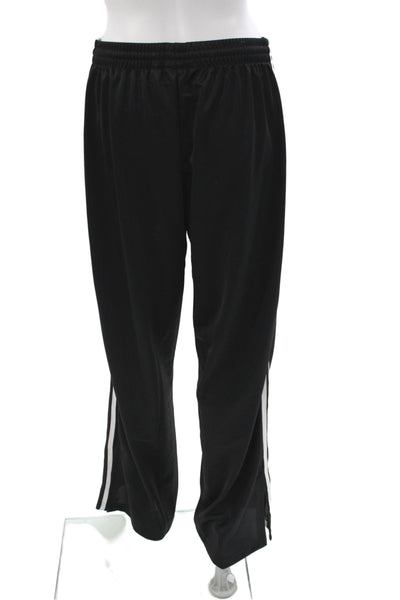 Adidas Womens Striped Print Straight Leg Track Pants Black Size M