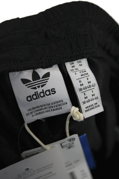Adidas Womens Striped Print Straight Leg Track Pants Black Size M