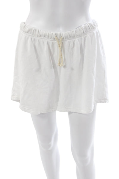 Perfect White Tee Womens Sweat Shorts White Cotton Drawstring Size L