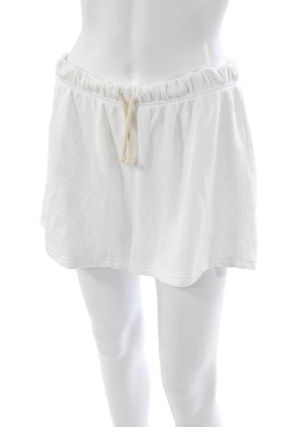 Perfect White Tee Womens Sweat Shorts White Cotton Drawstring Size L
