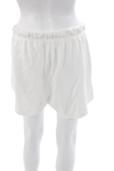Perfect White Tee Womens Sweat Shorts White Cotton Drawstring Size L