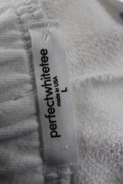 Perfect White Tee Womens Sweat Shorts White Cotton Drawstring Size L
