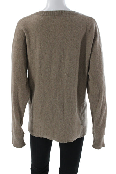 J Brand Womens Cashmere V-Neck Pullover Sweater Brown Size M