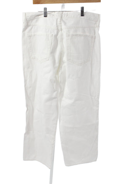 Amo Women Straight Cotton Jeans White Inseam 27 Size 29