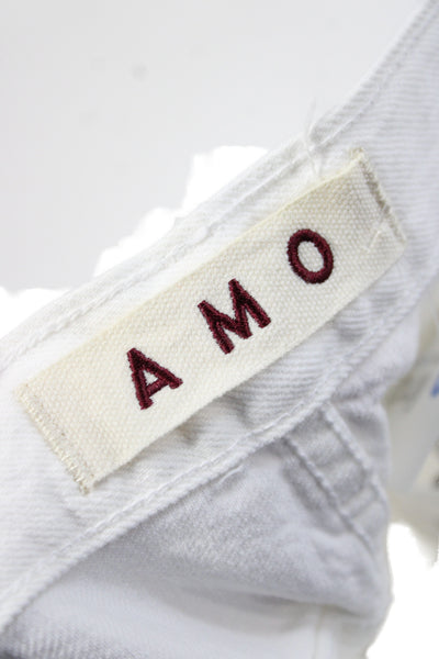Amo Women Straight Cotton Jeans White Inseam 27 Size 29