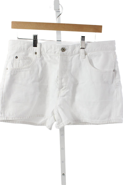 Frame Womens Cut-Off Shorts White Cotton Solid Button Casual Size 29