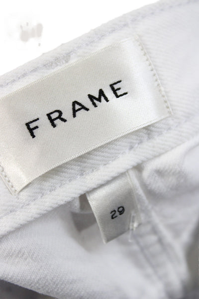 Frame Womens Cut-Off Shorts White Cotton Solid Button Casual Size 29