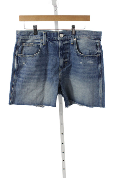 Amo Women Cut-Off Shorts Blue 100% Cotton Button Casual Size 29