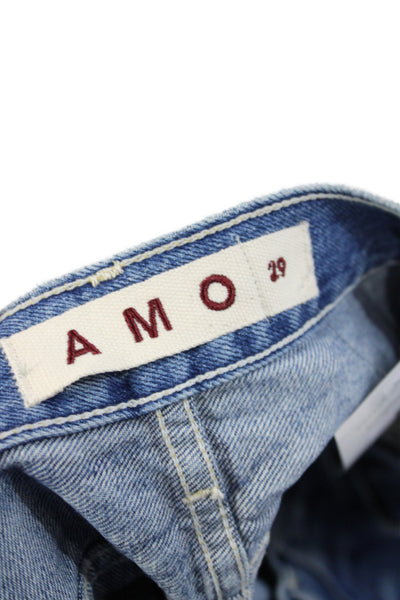 Amo Women Cut-Off Shorts Blue 100% Cotton Button Casual Size 29