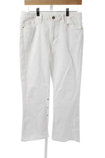 Frame Women Cropped White Cotton Jeans Size 30