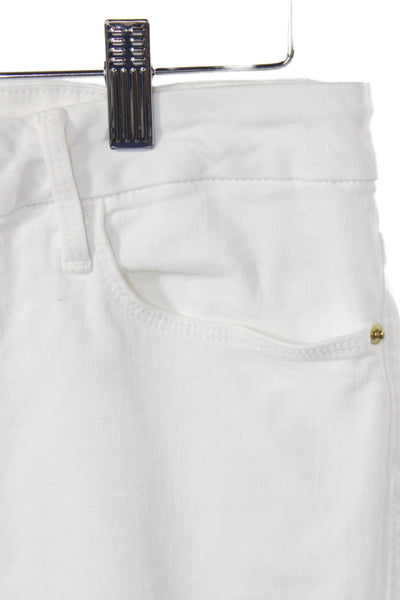 Frame Women Cropped White Cotton Jeans Size 30