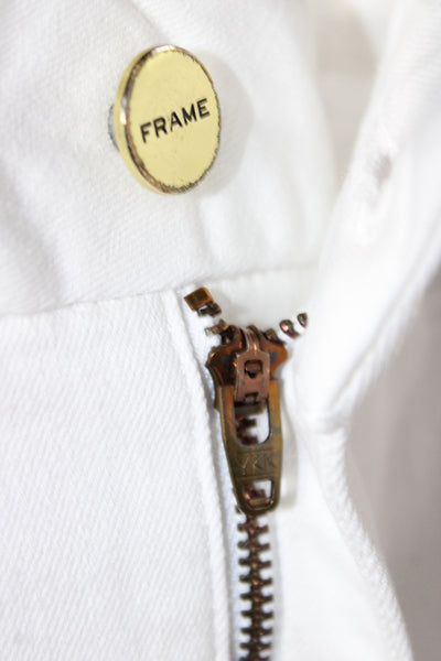 Frame Women Cropped White Cotton Jeans Size 30