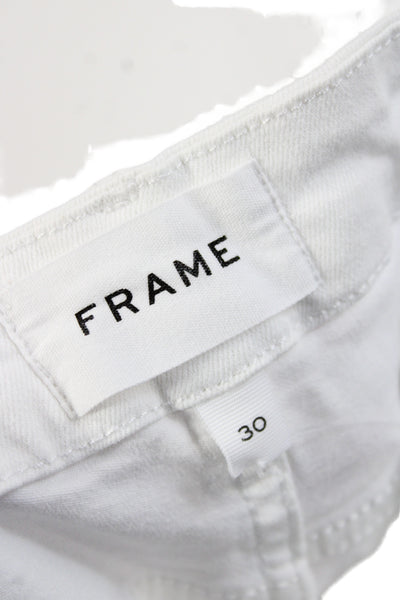 Frame Women Cropped White Cotton Jeans Size 30