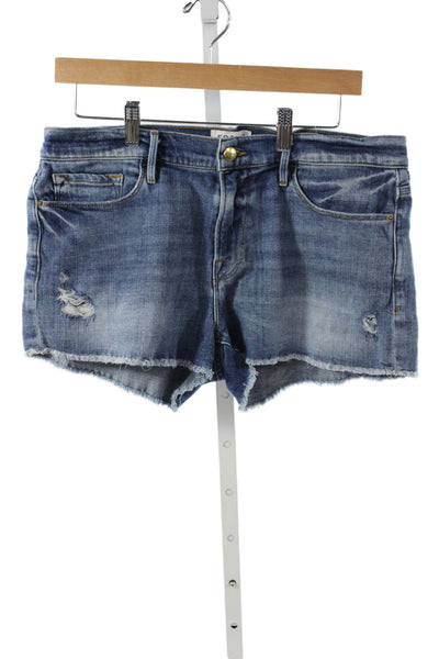Frame Womens Cut-Off Blue Cotton Shorts Size 30