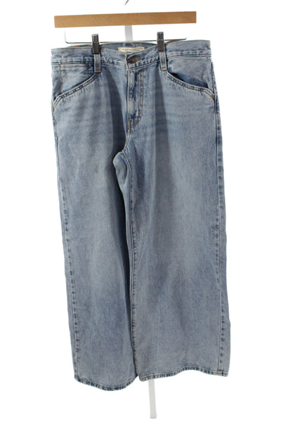 Levis Mens Wide-Leg Blue Cotton Jeans Mid Rise 31 Inseam Size 30