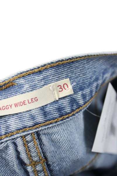 Levis Mens Wide-Leg Blue Cotton Jeans Mid Rise 31 Inseam Size 30