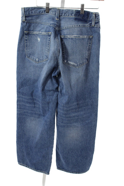 Amo Womens Wide Leg Jeans Blue Cotton Button Size 29