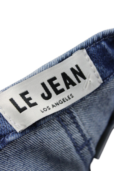 Le Jean Womens Cropped Blue Mid Rise Cotton Utility Jeans Size 28