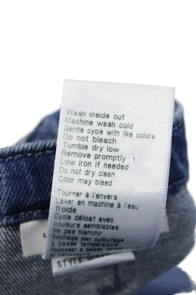 Le Jean Womens Cropped Blue Mid Rise Cotton Utility Jeans Size 28