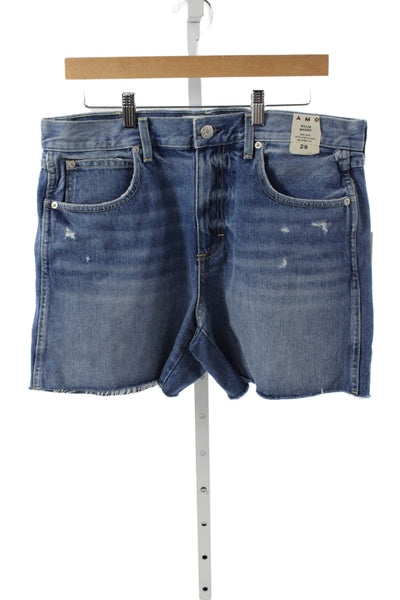 Amo Womens Cut-Off Shorts Blue 100% Cotton Button Closure Size 29