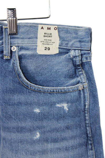 Amo Womens Cut-Off Shorts Blue 100% Cotton Button Closure Size 29