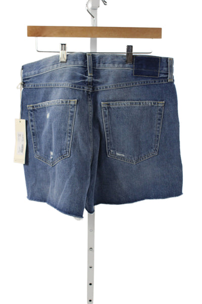 Amo Womens Cut-Off Shorts Blue 100% Cotton Button Closure Size 29