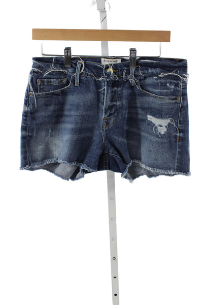 Frame Womens Cut-Off Blue Cotton Shorts Size 29
