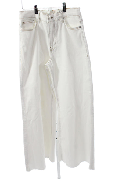 Frame Womens Cropped White Cotton Jeans Button Size 29
