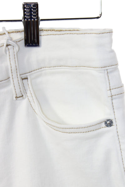 Frame Womens Cropped White Cotton Jeans Button Size 29