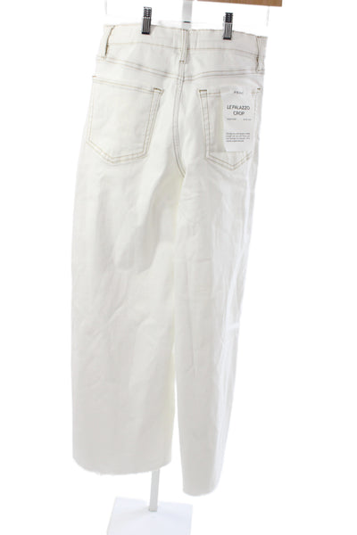 Frame Womens Cropped White Cotton Jeans Button Size 29