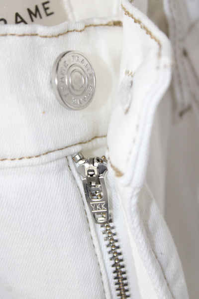 Frame Womens Cropped White Cotton Jeans Button Size 29