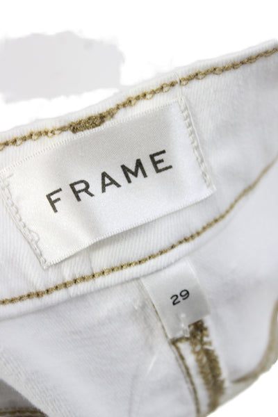 Frame Womens Cropped White Cotton Jeans Button Size 29