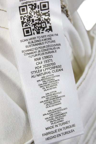 Frame Womens Cropped White Cotton Jeans Button Size 29