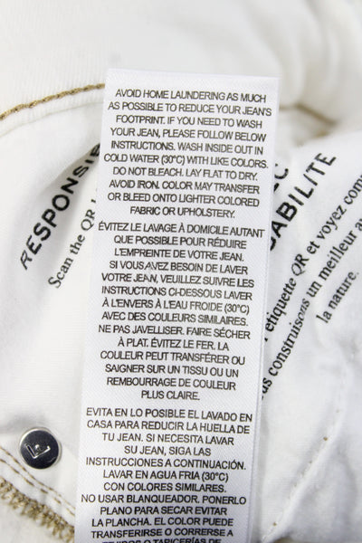 Frame Womens Cropped White Cotton Jeans Button Size 29