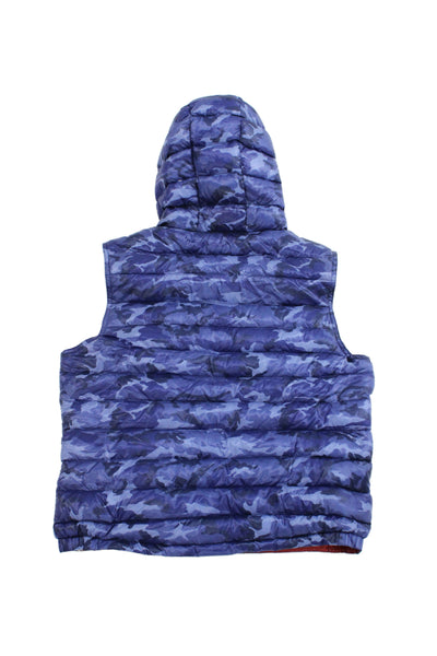 Moncler Boys Camouflage Print Hooded Puffer Vest Jacket Blue Size 10