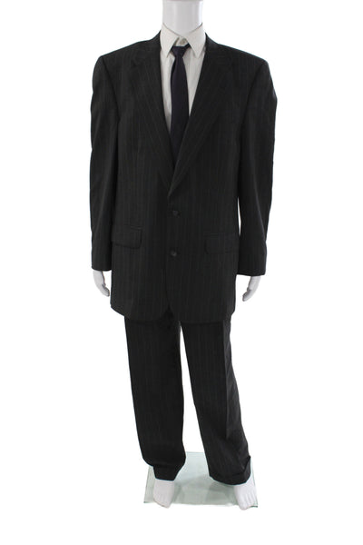 Burberry Mens 2 Piece Wool Striped Suit Gray Size L