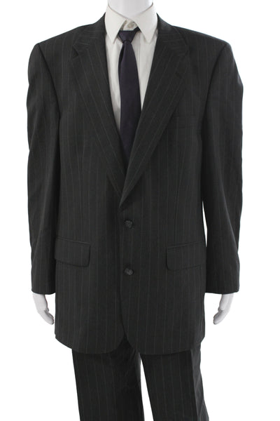 Burberry Mens 2 Piece Wool Striped Suit Gray Size L