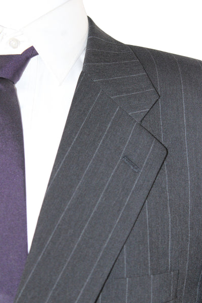 Burberry Mens 2 Piece Wool Striped Suit Gray Size L