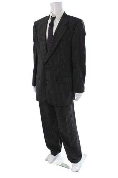 Burberry Mens 2 Piece Wool Striped Suit Gray Size L
