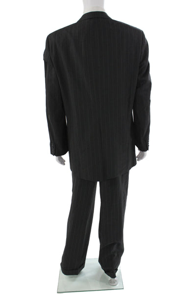 Burberry Mens 2 Piece Wool Striped Suit Gray Size L