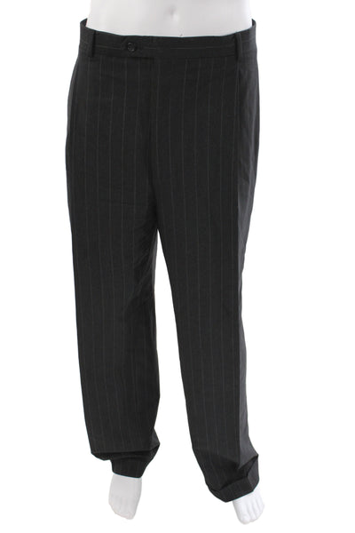 Burberry Mens 2 Piece Wool Striped Suit Gray Size L