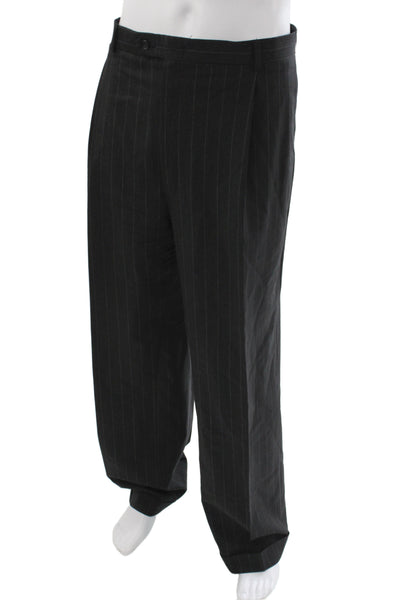 Burberry Mens 2 Piece Wool Striped Suit Gray Size L