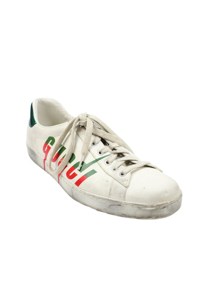 Gucci Mens Ace Gucci Blade Lace-Up Sneakers White Size 11