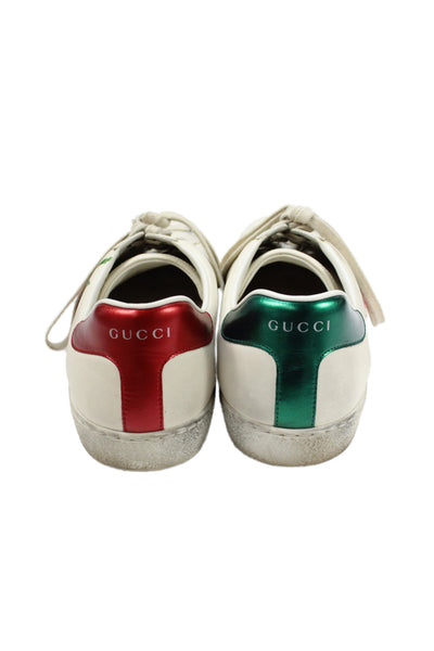 Gucci Mens Ace Gucci Blade Lace-Up Sneakers White Size 11