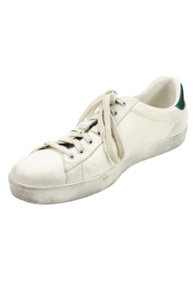 Gucci Mens Ace Gucci Blade Lace-Up Sneakers White Size 11